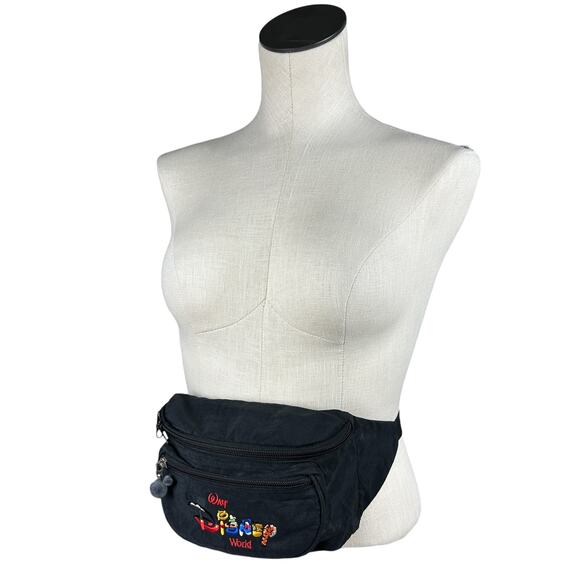 Disney Vintage Character Black Nylon Fanny Pack Bum Bag